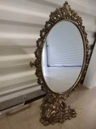 Antique Swivel Oval Standing Mirror Vintage Bronze 19x12" | eBay