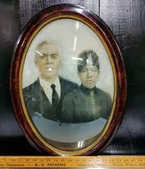 Antique Photo Mixed Race Interracial Couple in Oval Bubble Glass Frame EXT RARE! | eBay