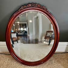 Large Mid-Century Kindel Oxford, Mahogany, Oval Pier or Console Mirror | Chairish