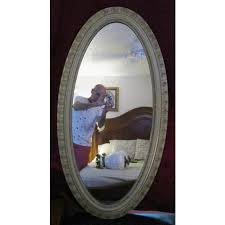 Mid-Century Modern Carolina Mirror Company Oval White Framed Mirror | Chairish