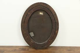 Classical Roman Ruins in Italy, Antique Original Oval Oil Painting