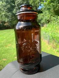 Vintage Cremora Amber Brown Decorative Glass Fleur-de-lis ...