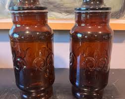 Vintage Borden Cremora Fleur Di Lis Brown Glass Canister ...