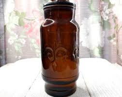 Brown Glass Jar/canister With Lid - Etsy