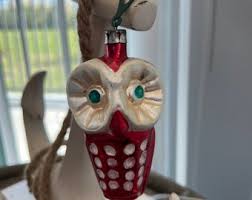 Vintage Red Owl Ornament: Hand-blown Glass Christmas Decor ...