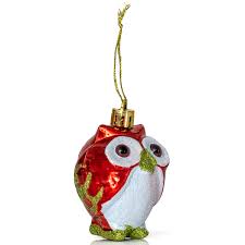 Glitter Christmas Owl Ornaments - Snowy Glitter White and ...