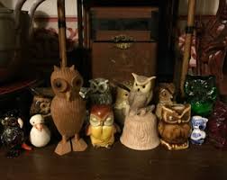 Vintage Owl Lot Wood Glass Porcelain Ceramic Antique ...