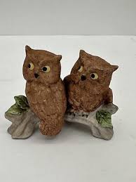 Vintage Ceramic Owl Figurine : Two Owls On a Branch No Chips Or Cracks | eBay