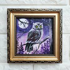 Framed Owl Painting: Original Oil Art, Gift for Friends ...