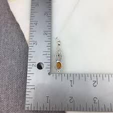 Vintage 925 Sterling Silver Minimal Orange Gemstone Marcasite Crystal Pendant Necklace - Etsy