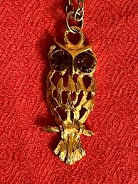 Vintage Gold Tone Owl With Brown Jewel Eyes Necklace/pendant - Etsy