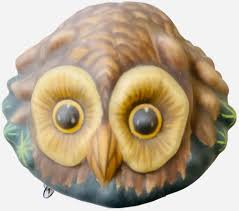 Lot - Owl lamp w/ reversed painted shade 22.25”. Lamp is very heavy