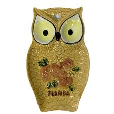 Owl Spoon Rest Wall Plaque Florida Retro 70s Japan Souvenir ...