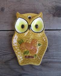 Vintage 70s Ceramic Owl Trivet: Florida Souvenir Kitchen ...