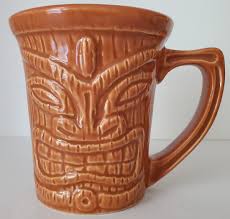 Tiki Ceramic Coffee Mug Cup Brown Made in USA 12 oz | eBay