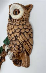 Vintage Owl Wall Plaques Hanging Decor Ceramic/Chalkware Art ...