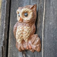 Set of 2 Vintage Mid Century Owl Wall Hangings or Cottage ...