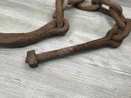 Big Heavy Rusty Chain w/ Primitive Hook & Bolt 25 Lbs. 4' Long 5" - 5 1/2" Links | eBay