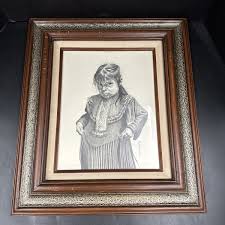 Vintage Papendieck Original Drawing Native American Girl Regalia Art Framed | eBay