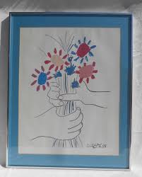 Pablo Picasso Lithograph 24"x30" Bouquet of Peace 1958 Hands ...