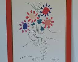 Litografía/Impresión-Obra de Pablo Picasso, Flores en las ...