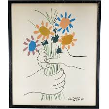 Vintage Silk Screen Serigraph Print of Bouquet of Peace ...