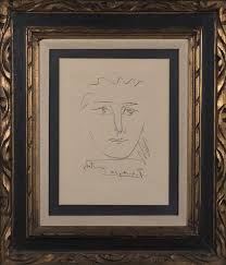 Lot - Pablo Picasso, (1887-1973) Spanish, Pour Roby, reverse etching, 9 1/4 x 7 inches