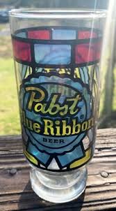 Pabst Blue Ribbon Beer Stained Glass Window Pint Glass | eBay