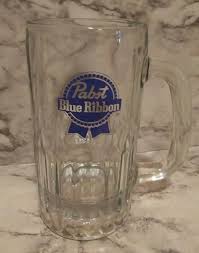 Vintage PABST BLUE RIBBON Logo - 12 oz Glass Beer Mug Stein ...