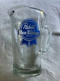 Vintage PABST BLUE RIBBON BEER Heavy Glass 64oz Pitcher 9 ...
