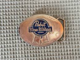 OVAL PABST BLUE RIBBON BEER- ENAMELED PEWTER BELT BUCKLE | eBay