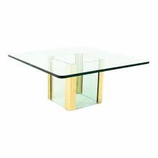Pace Mid Century Brass and Glass Pedestal Base Coffee Table ...