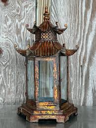 Vintage Asian Patinated Pagoda Lantern | Chairish