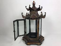 Large Contemporary Asian Metal Outdoor Hanging Candle Lantern