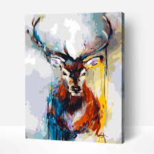 Paint-by-Numbers Stag Kit | Colorful Wildlife Art | Paint Vibe