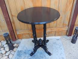 Vintage Round Parlor Table - Black Painted Side Table - Solid ...