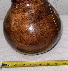 Signed Gourd Jug Pitcher Tusk Handles & Rope Eagle Rustic ...