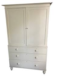 WHITE LINEN DRESSER With Cupboard And Drawers, Solid Wood ...
