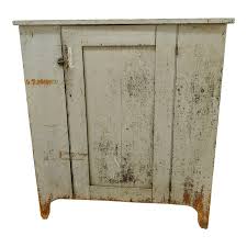 Mid 19th Century Original Gray Paint Primitive Jelly Cupboard | Chairish