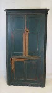 Diminutive Pine Blind Door Painted Corner Cupboard