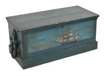 Sold at Auction: PINE SEA CHEST WITH LATER PAINTED ...