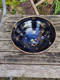 Blue and Gold Wheel Thrown Stoneware Ceramic Bowl - Etsy