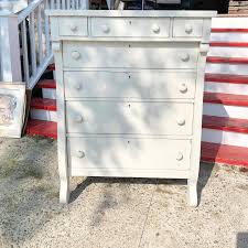 GREY Distressed Tall Dresser $285; 45 1/2” tall, 34 1/4” wide, 20” deep. Seven drawers to hold everything and anything! Link in bio to purchase!