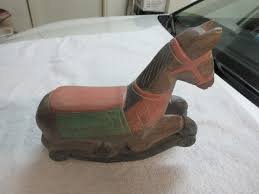 Rocking Horse Wooden 10"X3"X7" Antique Hand Carved and ...