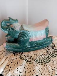 Vintage Hand Carved Wooden Rocking Elephant Figurine Toy ...