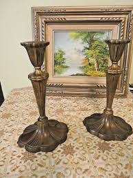 Vintage 2 Brass Candle sticks beautiful Patina 10"Large Antique? " HANDMADE SALE | eBay