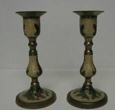 Beautiful Set Of Two Christmas Candle Stick Holders Made In India (Brass) | eBay