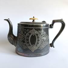 Antique Victorian Engraved Silver-plated Teapot With Bone ...