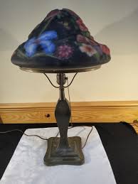 Beautiful Pairpoint Signed Bronze Lamp Puffy Reverse Painted Flowers Butterflies | eBay