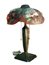 Pairpoint puffy Table Lamp 14 In. Oxford Shade Reverse-painted With Roses, Lilies, Daisies, and Irises Frosted, and Blown Art Glass - Etsy